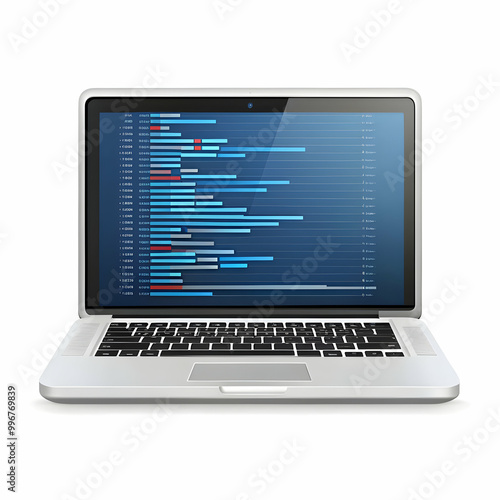 Simplified vector of a laptop with code on the screen