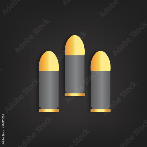 9mm bullet isolated vector on black background