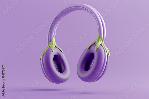 Purple Eggplant Shaped Headphones photo