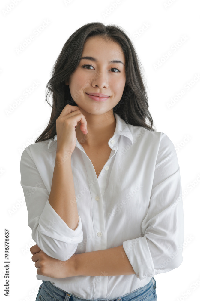 Young Attractive Japanese Woman in White Shirt Exuding Confidence and Professionalism at Work Young Attractive Japanese Woman in White Shirt Exuding Confidence and Professionalism at Work