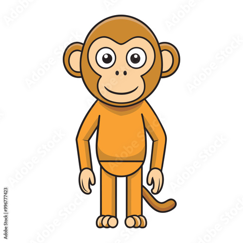 Funny cartoon monkey vector sticker clipart