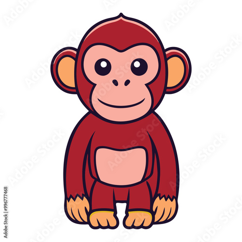 Funny cartoon monkey vector sticker clipart