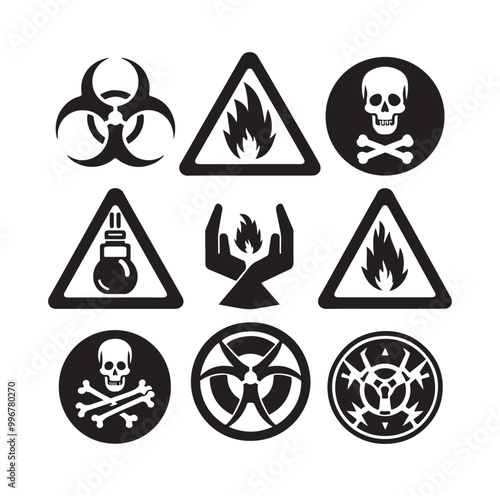 Danger Symbol Black Silhouette vector illustration photo