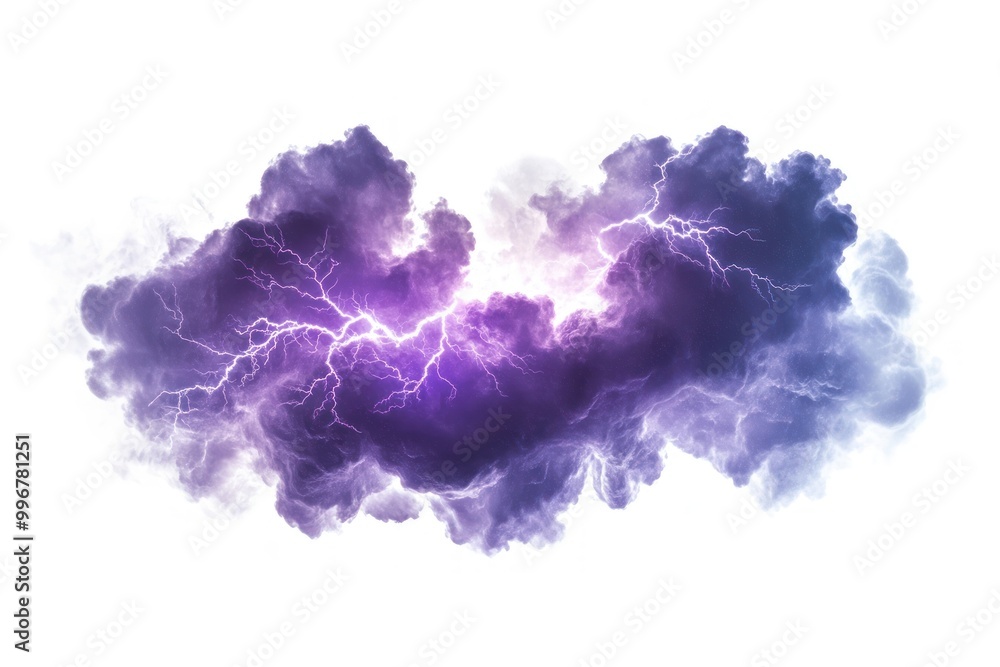 Fototapeta premium Vibrant purple lightning storm cloud