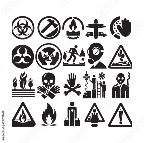 Danger Symbol Black Silhouette vector illustration photo