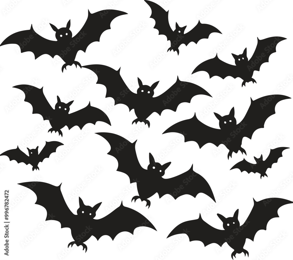 Naklejka premium Flying Halloween bats on transparent background.