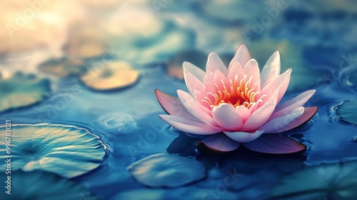 Water Lily Blooming in a Pond