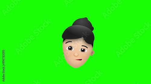 Animated colorful funny woman face emoji background photo