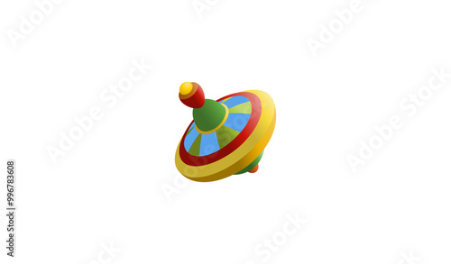 Vector illustration of 3D colorful spinning top on white background