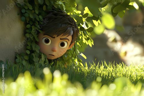 animated image of a small child hiding