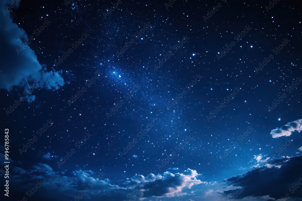 A starry night sky with a blue hue, generative ai image A starry night sky with a blue hue, generative ai image