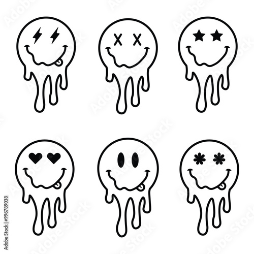 Outline melting smiling faces