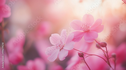 Intimate Close-Up of Pink Petaled Flowers