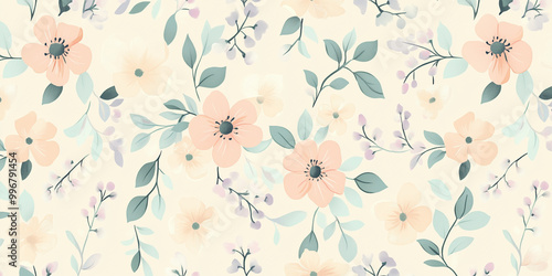 Soft Pastel Floral Pattern with Pink Accents