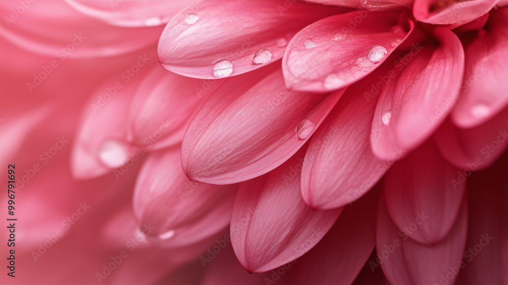 Close-Up of Vibrant Pink Flower Petals with Water Drops Close-Up of Vibrant Pink Flower Petals with Water Drops