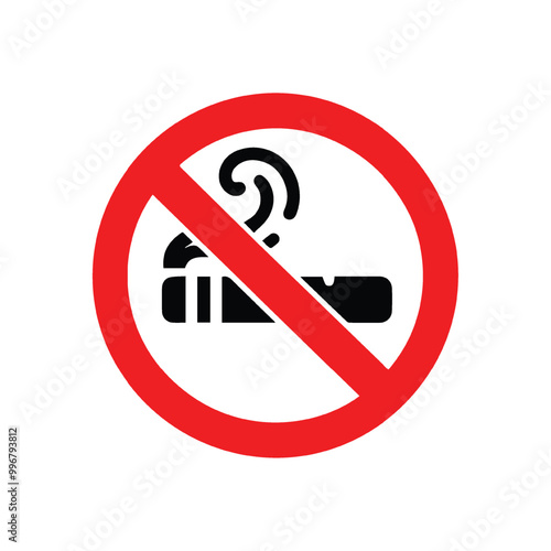 No smoking sign smokers warning addiction prohibit vector illustration.