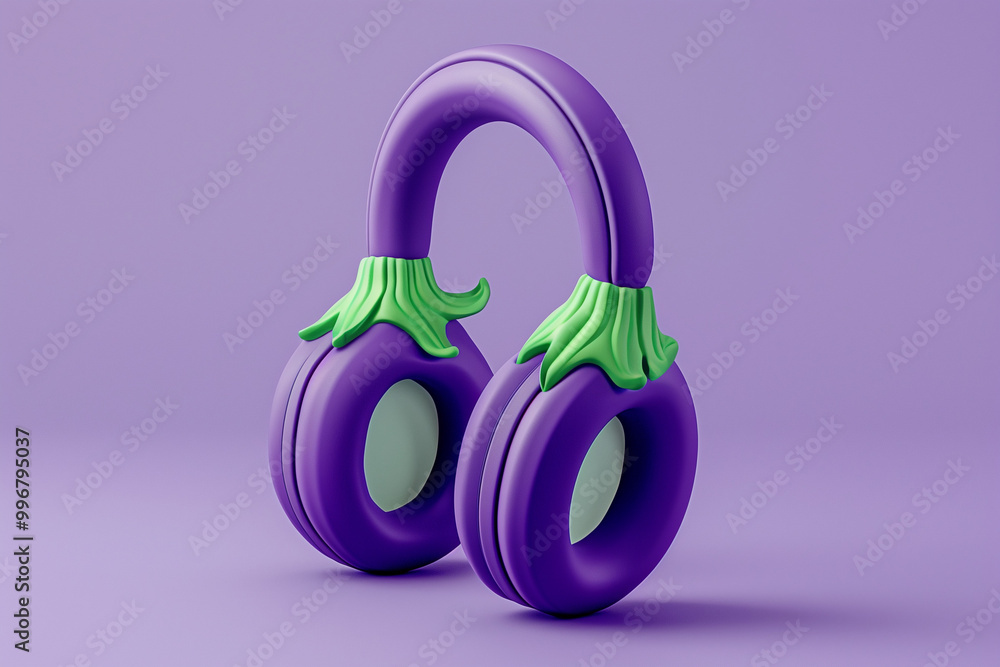 Purple Eggplant Shaped Headphones Purple Eggplant Shaped Headphones