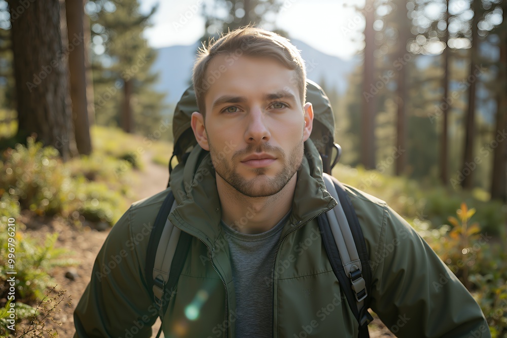 Obraz premium Hiker Admiring the View