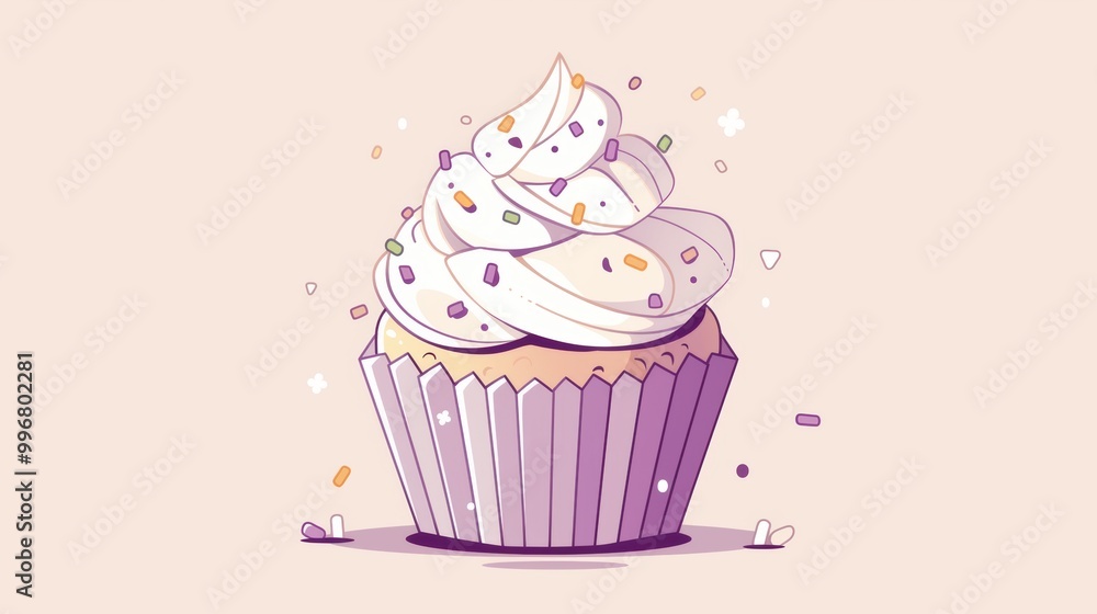 Whimsical Cupcake with Colorful Sprinkles Whimsical Cupcake with Colorful Sprinkles