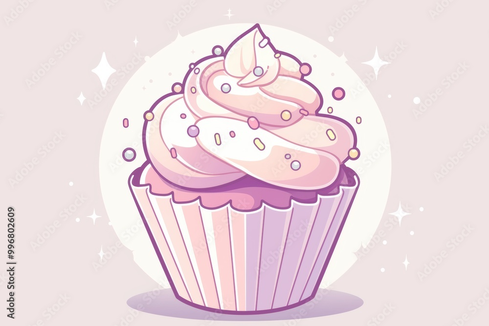 Delicious Pastel Cupcake with Whipped Frosting Delicious Pastel Cupcake with Whipped Frosting
