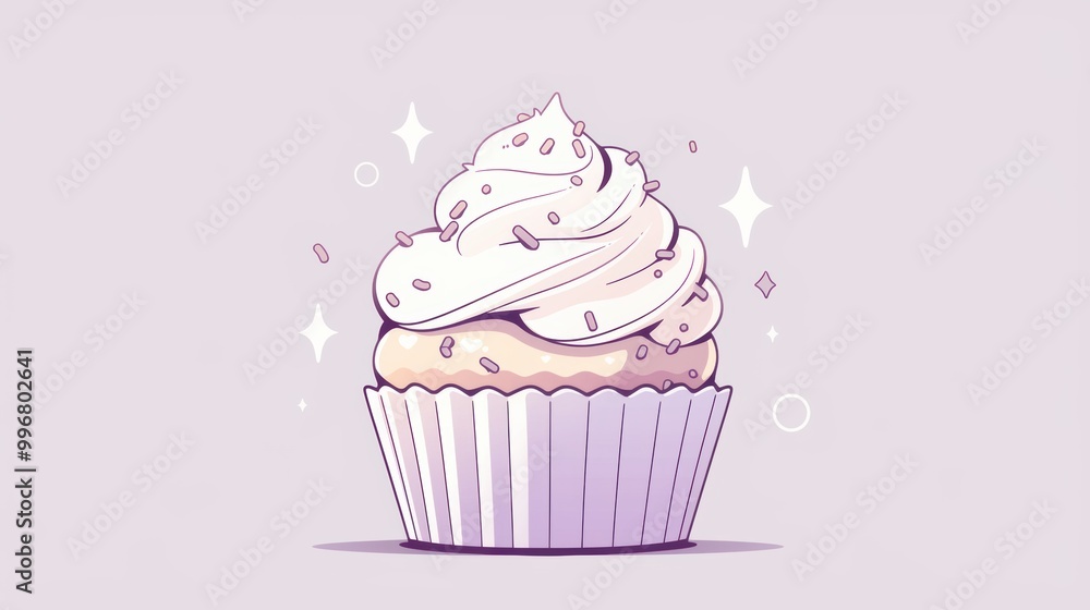 Whimsical Cupcake with Swirled Frosting and Sprinkles Whimsical Cupcake with Swirled Frosting and Sprinkles