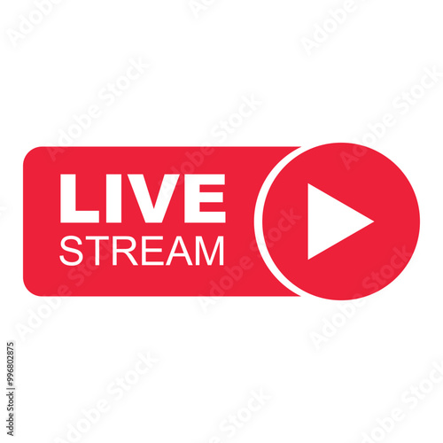 Royalty-Free Flat Style Live Streaming Button Vector Design