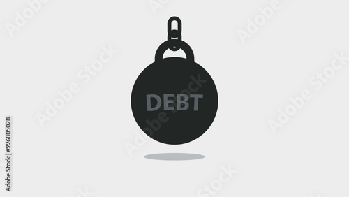 illustration of debt burden symbol, a parable of situation when borrowing money or being in debt. Money loan themed design is suitable for media reporting on economics, debt problems, money and loans