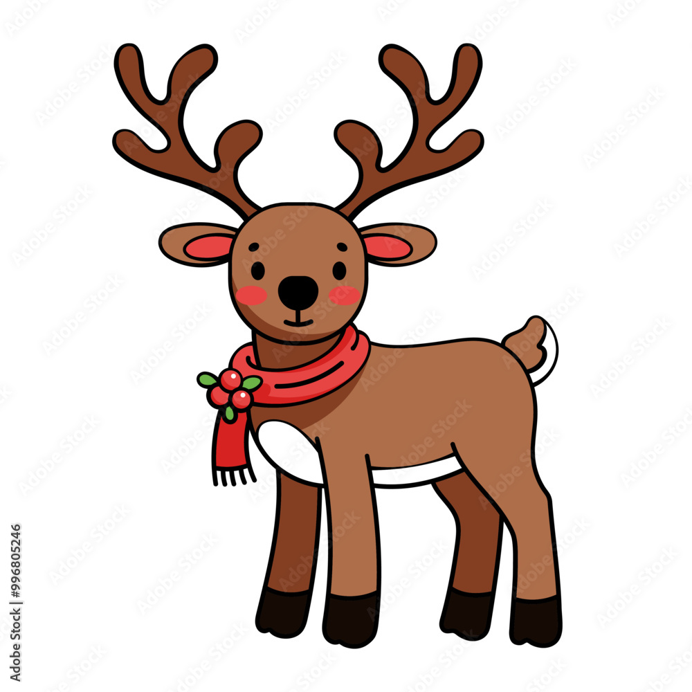 Cute Christmas character Santa Claus deer. Children's holiday illustration isolated on white background Cute Christmas character Santa Claus deer. Children's holiday illustration isolated on white background