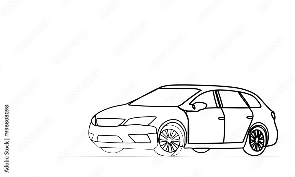Fotografie continuous drawing of a car with one line. vector