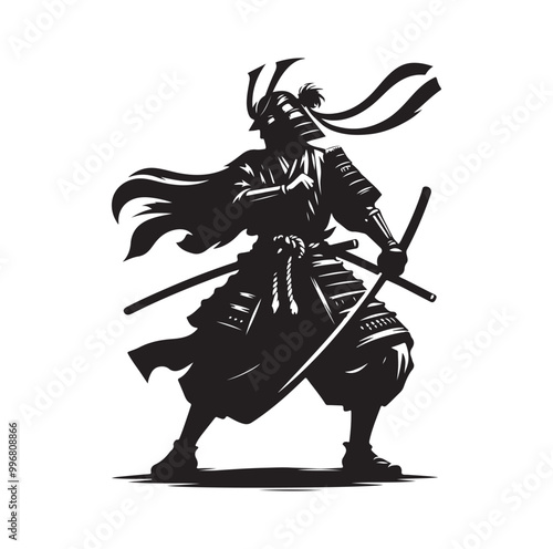 samurai warrior vector Silhouette illustration