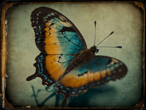 19th-century ambrotype butterfly photography in ethereal colors. photo