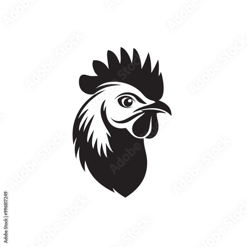 Chicken head design vector on gray background. chicken silhouette. chicken animal vector illustration