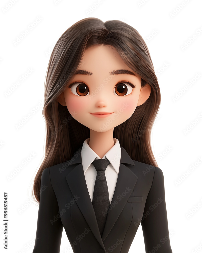 Inviting expression young woman portrait, wearing Dark Sharp suit with black necktie ,isolated on transparent background Inviting expression young woman portrait, wearing Dark Sharp suit with black necktie ,isolated on transparent background