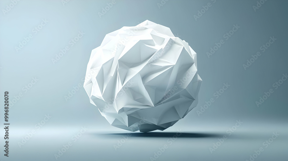 Naklejka premium Abstract White Geometric Shape Rotates on Blue Background