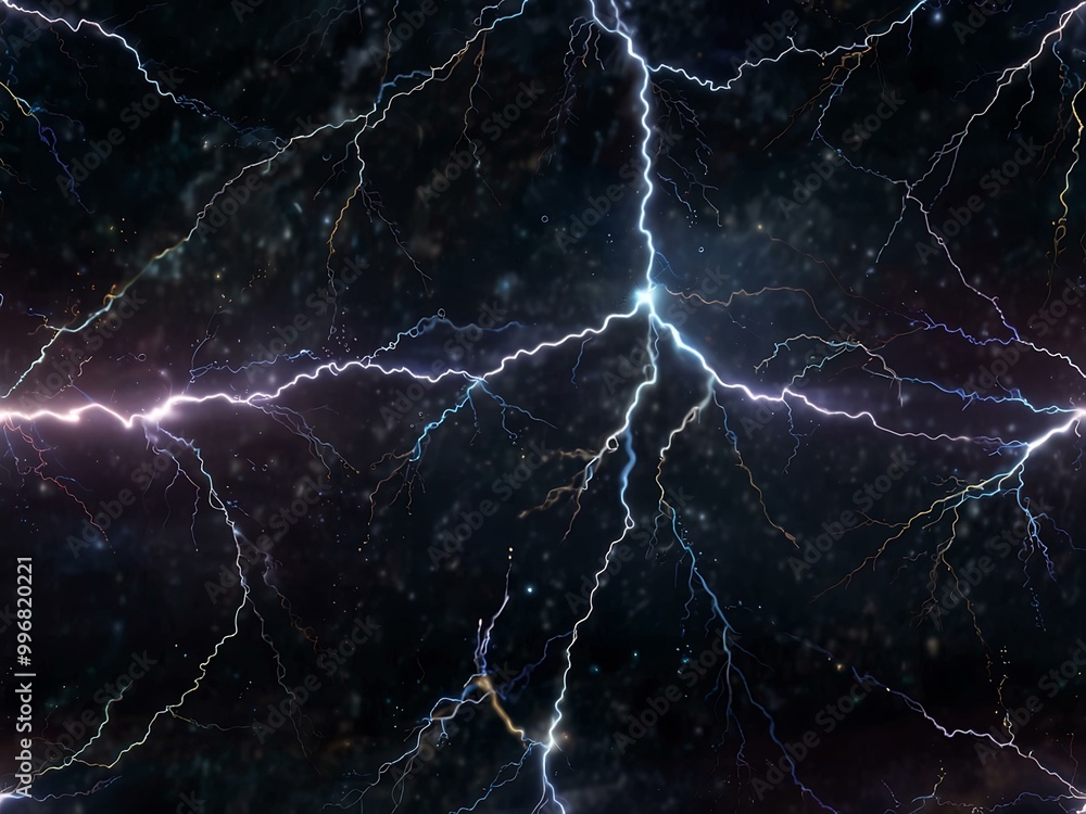 Abstract lightning streaks with glowing particles. Abstract lightning streaks with glowing particles.