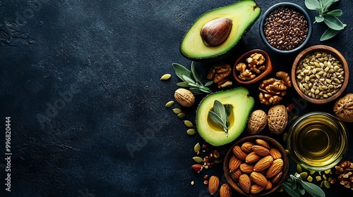 Nutrient-Dense Fats: Avocado, Nuts, Seeds, and Olive Oil Showcase