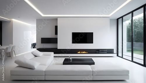 modern living room with fireplace