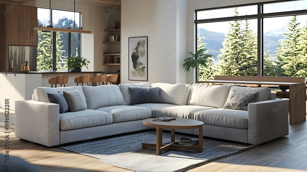 Cozy and Stylish Contemporary Living Room With Comfortable Sectional Sofa and Refined Minimalist Furnishings The Vibrant Color Tones Cinematic Lighting Cozy and Stylish Contemporary Living Room With Comfortable Sectional Sofa and Refined Minimalist Furnishings The Vibrant Color Tones Cinematic Lighting
