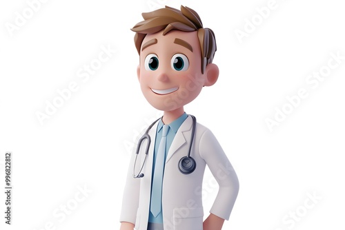 3d illustration of cartoon character doctor 