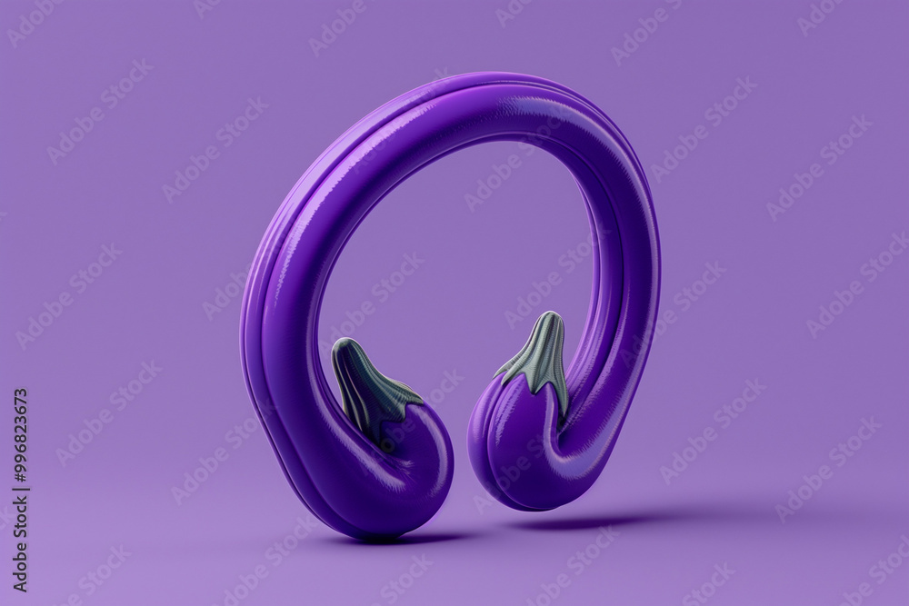 Purple Eggplant Shaped Headphones Purple Eggplant Shaped Headphones