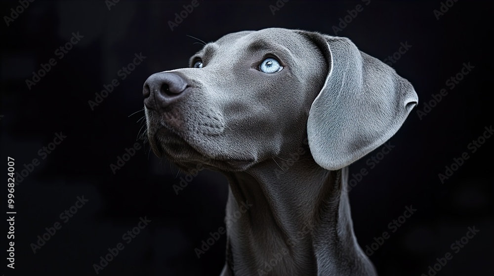 Weimaraner Dog Portrait with Blue Eyes Weimaraner Dog Portrait with Blue Eyes