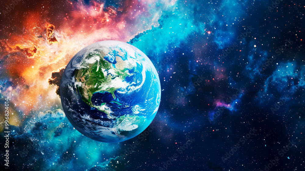 Planet earth on a space. Save the planet. Banner. Concept of healthy ecosystem and environment. Copy space. Planet earth on a space. Save the planet. Banner. Concept of healthy ecosystem and environment. Copy space.