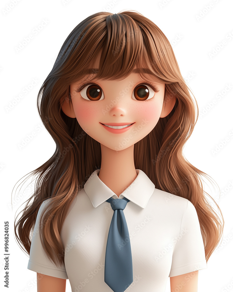 Smiling cartoon character teen woman female person portrait Smiling cartoon character teen woman female person portrait