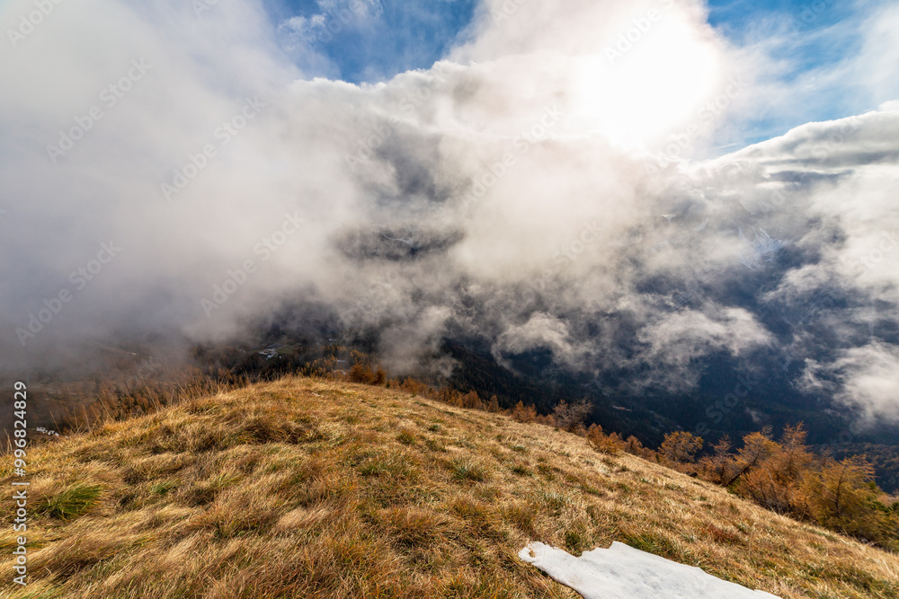 Trekking in a cloudly autumn day in the Dolomiti Friulane, Friuli-Venezia Giulia