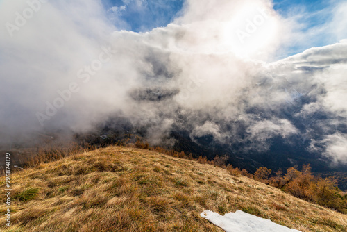 Obraz na płótnie Trekking in a cloudly autumn day in the Dolomiti Friulane, Friuli-Venezia Giulia w salonie