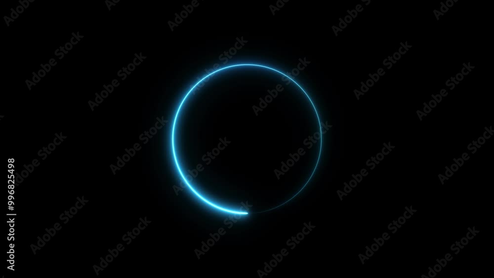 Abstract glowing neon circle animation. Charging and loading animation. Futuristic light effect. Abstract glowing neon circle animation. Charging and loading animation. Futuristic light effect.