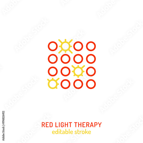 Red light therapy icon. Photobiomodulation sign in outline style.