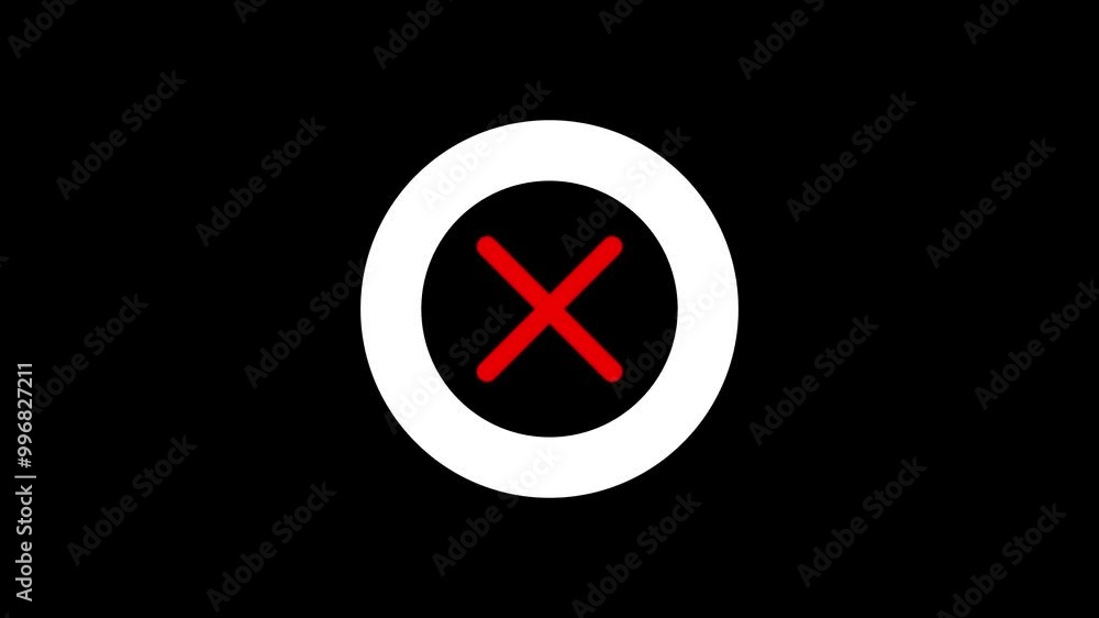 Crossed mark symbolizing wrong sign inside a circle, black background, visually striking design . Crossed mark symbolizing wrong sign inside a circle, black background, visually striking design .
