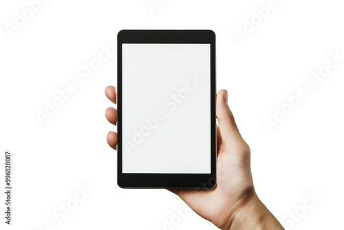 Smartphone Mockup with Blank Screen Held in Hand, Isolated Mobile Device for App Display and Digital Technology, Perfect for Tech Designs and Mobile Templates