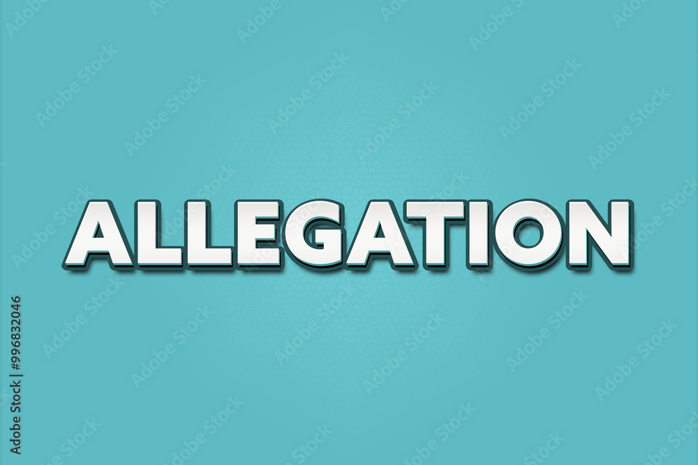 Allegation. A Illustration with white text isolated on light green background. Allegation. A Illustration with white text isolated on light green background.